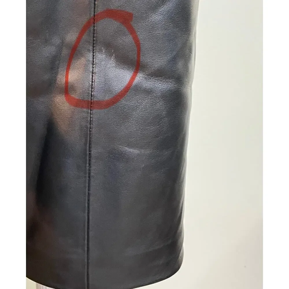 BOD & CHRISTENSEN Dawn Black Leather Knee Length Back Slit Straight Skirt Size 6